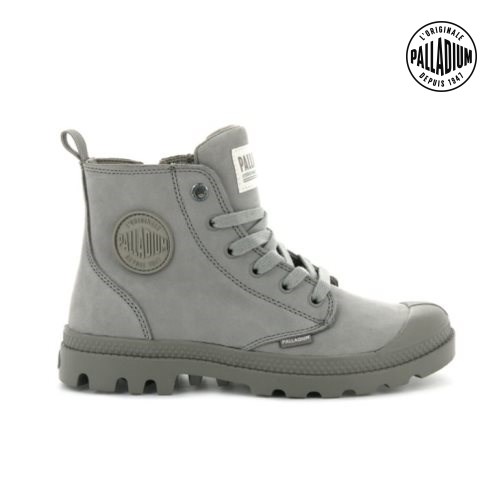 Bottes Palladium Pampa Hi Zip Nubuck Femme Grise | FR EST428N